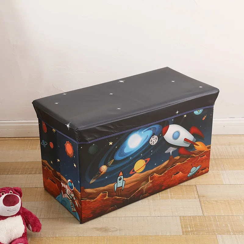 Caja de Juguetes Plegable y Puff para Niños